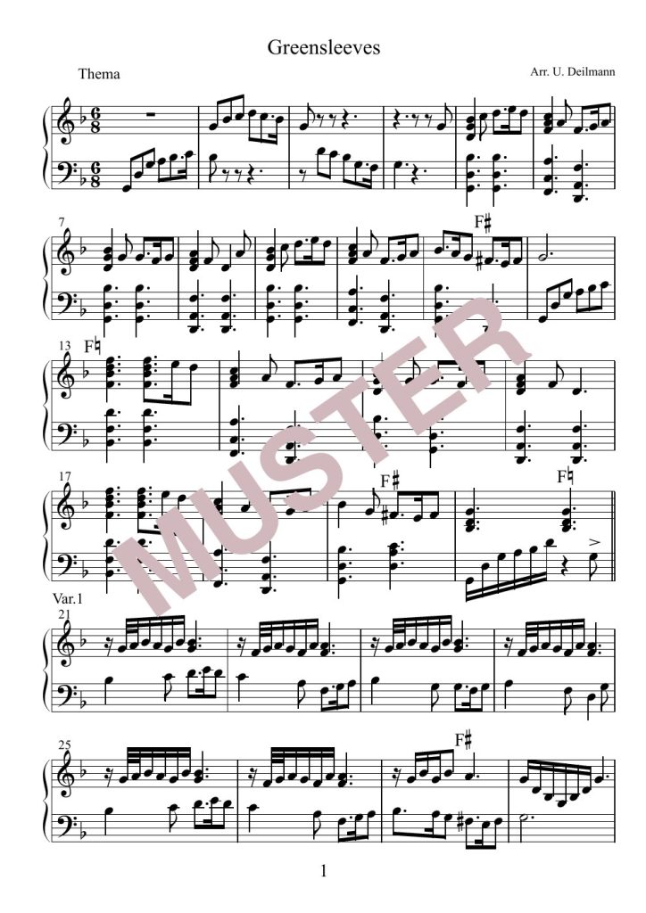 Musterseite 2 von Greensleeves – Konzertharfe