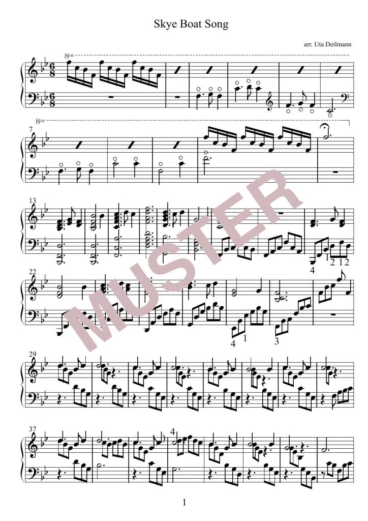 Musterseite 2 von Sky Boat Song in B – Konzertharfe